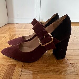 Tommy Hilfiger Heels | Suede Two-Tone Block Heels with Gold Buckle | Size 7
